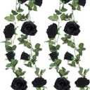 Felice Arts 2 Pack Black Artificial Flower Garland Each 6.5FT Fake Rose Vine Hanging Rose Garland for Wedding Flowers Xmas Table Centerpiece Arrangement Mirror Decor