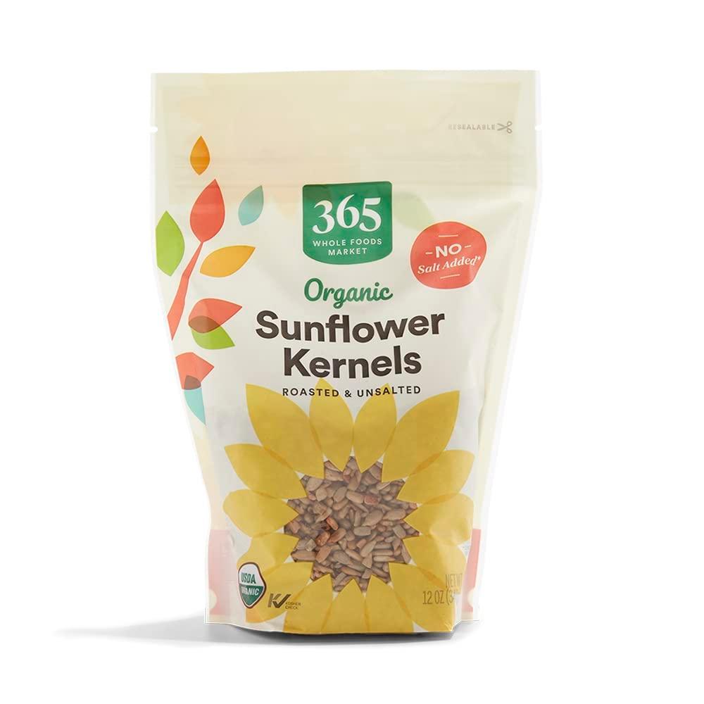 365 by Whole Foods Market, Organic Roasted Unsalted Sunflower Kernals, 12 Ounce (EXP 06/02/27)