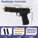 EagleGrove Soft Bullet Toy Gun with Shell Ejecting, Black Toy Pistol Guns with 50 Foam Bullets, Fake Prop Gun for Halloween Costume/Cosplay, Outdoor Shooting Game Toys Gifts for Christmas Birthday