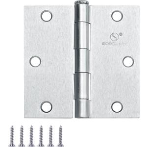 Door Hinge 3 1/2 Inch Interior Door Hinges Satin Nickel 3.5 Inch Interior Hinges Flat Iron Hinge 3 "x 3 " Door Hardware Square Corner - 3 Pieces