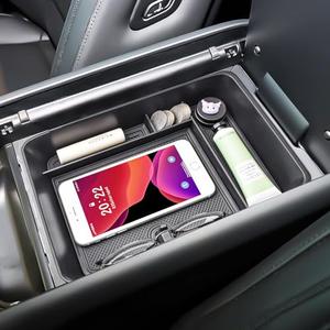 HGWEI Center Console Organizer Tray Compatible with 2024 2025 Hyundai Santa Fe Interior Accessories Insert Secondary Divider Middle Console Armrest Storage Box, Black