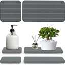 Clakioom 4PCS Water Absorbing Stone Tray for Sink,Stone Drying Tray,Diatomite Stone Sink Tray,for Placing Kitchen and Bathroom Supplies,6.3 × 3.15inch and 3.15 × 3.15inch-Dark Gray