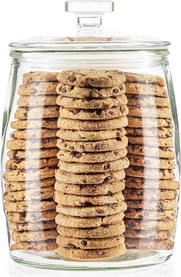 kitchentoolz Large Glass Cookie Jar with Airtight Lid - 1 Gallon Storage Container for Candy, Flour, Sugar, Pet Food & Dog Treat Canister - Pack of 1