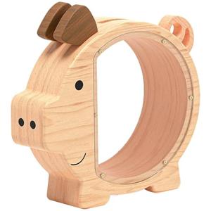 Kids Money Bank 9x8x3 Cute Pig-Shaped Wooden Saving Box, Unbreakable Money Jar for Kids & Adults, Creative Gift