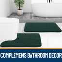 OLANLY Toilet Rugs U-Shaped 24x20, Extra Soft Absorbent Chenille Contour Bathroom Rugs for Toilet, Dry Quickly, Machine Washable, Non-Slip Bath Mat, Blackish Green