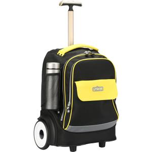Rolling Laptop Bag for 15.6 Inch Laptop,Roller Bag,Backpack with Wheels, 20 Inch Wheeled Computer Bag，Black/Yellow, Large