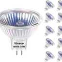 Vinaco MR16 Bulb,10 Pack 35W GU5.3 Base, 480LM High Output 12V 35W Bulb, 2800K Warm White MR16 Dimmable with Clear Glass Cover, MR16 GU5.3 for Landscape, Track Lights
