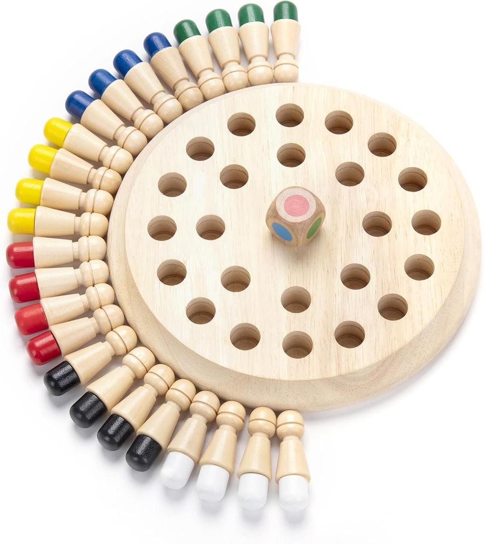 Wooden Memory Chess Matching Game: Family Board Games for Kids and Adults, Montessori Preschool Learning Educational Toy, Birthday Gift for Age 3 4 5 6 7 8+ Boy Girl