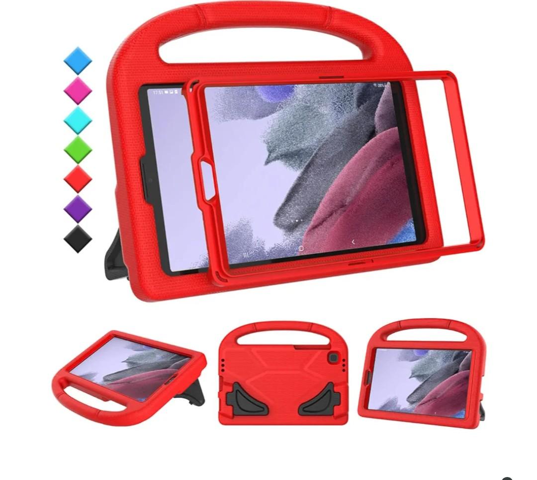 Kids Case for Samsung Galaxy Tab A7 Lite 8.7" Tablet, Built-in Screen Protector, Shockproof Handle Stand Protective Case for Samsung Galaxy Tab A7 8.7 Inch 2021(SM-T220 / T225 / T227), Red