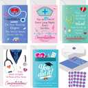 Eaasty 50 Sets Nurses' Graduation Season Cards with Stickers and Envelopes Blank Inside Funny 5 Style Greeting Card Designs