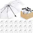 Aodaer 30 Pieces Clear Wedding Umbrellas 40 Inch Foldable Lightweight Transparent Umbrella with Storage Box Automatic Open Close Windproof Stick Travel Umbrella for Adult Outdoor Wedding