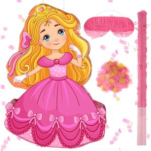 Threan Princess Piata Fairy Party Decorations Pink Ballet Piata Ballerina, Birthday Game Set Party Supplies for Girl Theme Baby Shower Butterfly Birthday Supplies Decoration(Pink Princess)
