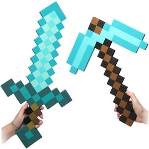 Minecraft Foam Sword & Pickaxe Combo Set Of 2, Gray/Black, One Size