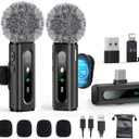 USB C Lavalier Microphone Wireless Mini Mic for Type-C Android Phone/Tablet/PC Video Recording Clip-on Mics with Rotatable Clip & Denoise Recording, Ideal for Vlog Tiktok YouTube Podcast Content Creator