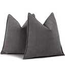 ZWJD Rustic Gray Pillow Covers 24x24 Set of 2 Chenille Throw Pillow Covers with Elegant Design Soft and Luxurious Decorative Throw Pillows for Couch, Bed, and Home Decor