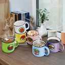 Covzoe Set of 6 Camping Mugs, 15 Oz Ceramic Campfire Coffee Mug in Assorted Colors, Portable Happy Campers Drinking Mug for Tea Milk Picnics Hiking Fishing Travling Lover Gifts, Not Dishwasher Safe