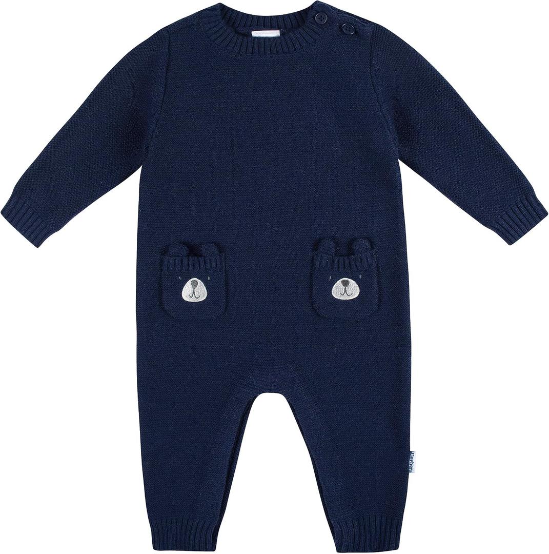 Gerber Baby Boys Sweater Knit Romper Jumpsuit, Blue Dog, 18 Months