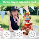 Halloween Cupcake Stand - 3 Tier Cupcake Tower Hhalloween Black Cat Pumpkin Ghost Decorations Dessert Holder for Table Display Party Decor
