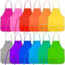 Kids Painting Aprons 12 Pieces 12 Colors Kid Art Apron with 2 Roomy Pockets Kids Aprons for Art Painting Activity Kitchen Crafts (Multicolor)