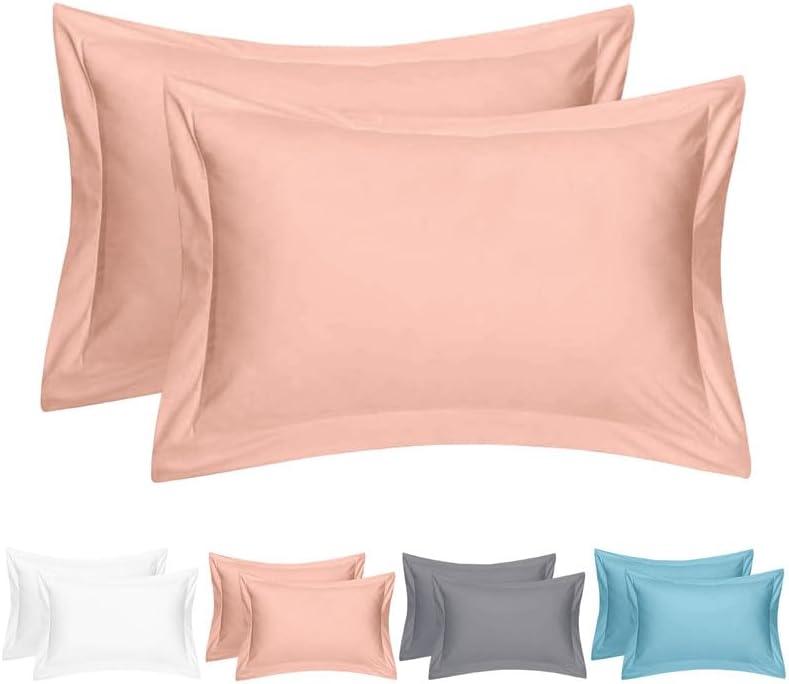 Helthep Super King Size Pillowcases Set of 2-20x40 Inches Pink Brushed Microfiber Soft and Cozy Comfortable PillowCovers with Envelope Closure, Wrinkle, Fade and Stain Resistant