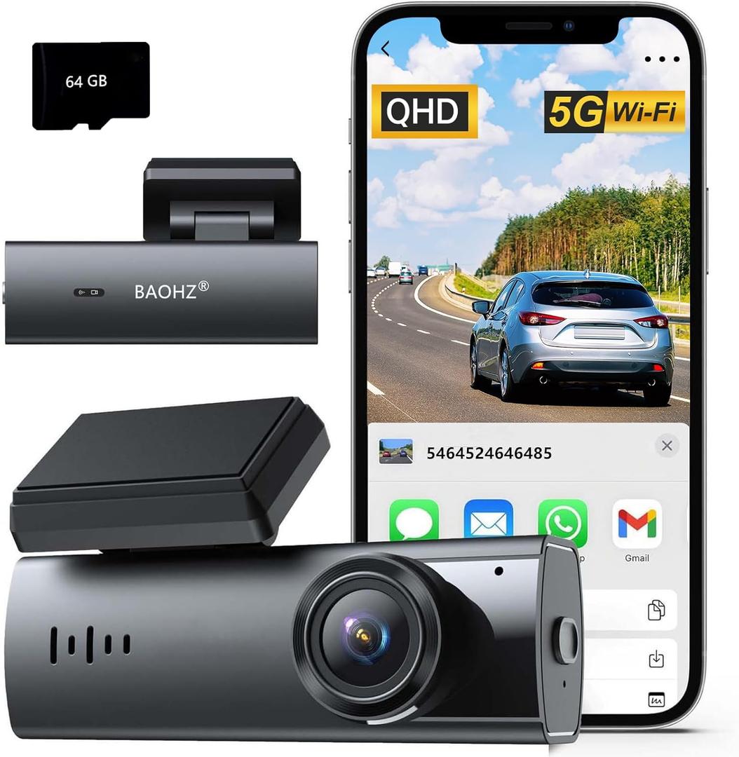 Dash Cam,1080P Front Dashcams, Dash Camera for Cars, Car Camera Built-in WiFi, Night Vision, App Control, 24H Parking Monitor, Loop Recording, WDR, G-Sensor, 170Wide Angle with Free 64G Card