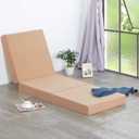 Olee Sleep 4 inch Tri-Folding Memory Foam, Narrow Twin Trifold Topper, Beige