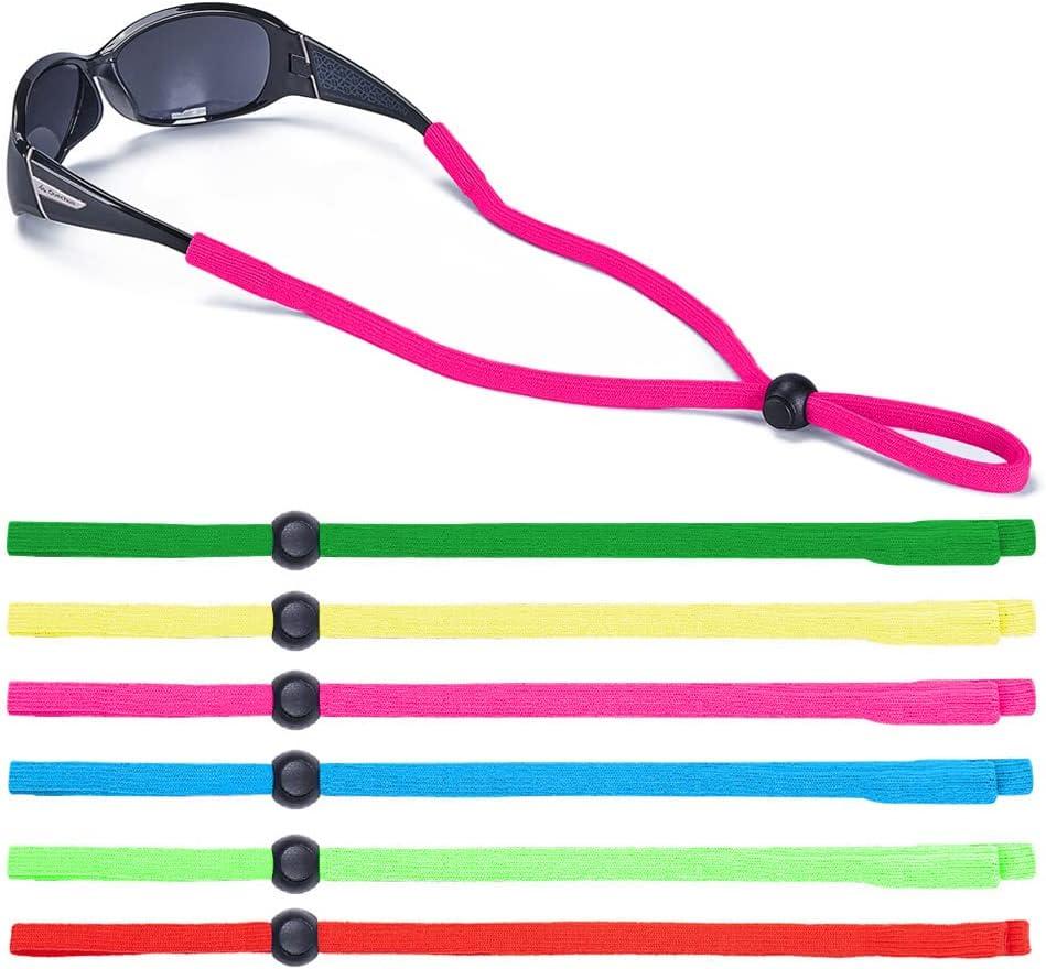 SHINKODA 6-Pack Glasses Strap - Universal Eyeglass Lanyard - Eyewear Retainer Cord for Reading, Safety, Sports & Sunglasses (Neon Pink/Kelly Green/Bright Blue/Lime/Red/Lemon)