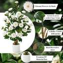 2 Pcs Artificial Camellia Tree, 38" Artificial Tree Plants Outdoor Faux Plants in Pot, Artificial Flower for Outdoors Front Porch Decor, Greenery Faux Fake Tree Plant for Indoor Outdoor Home Decor