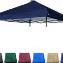 10x10 Canopy Replacement Top with Air Vent Silver Coated for Straight Leg Canopy Frame, (Navy Blue)