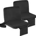 Sportneer Stadium Seats with Back Support: 6 Reclining Position Folding Bleacher Chairs with Back and Cushion - Padded Bleacher Seats with Shoulder Strap & Storage pocket for Events, Outdoors, Camping (17"x11.8"x14", Black,  Pack of 2)