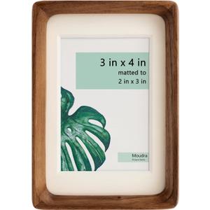 Handcrafted Solid Wood Picture Frame with Mat for Wall or Tabletop Display, Perfect for Photos and Artwork. (Walnut, 3"x4" matted to 2"x3")