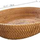 Large 14inch Oval Rattan Fruit Serving Basket,Wicker High Wall Fruit Vegetable Serving Basket Bowl,Large Rattan Dining Table Bowl for Various Things,Bread,Snack,Odds and Ends,Natural Brown