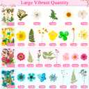 160Pcs Dried Pressed Flowers Butterflies for Resin Molds, Natural Real Dry Flower Leaves Bulk with 80Pcs Transparent Butterfly Stickers Tweezers for DIY Arts Crafts Scrapbooking Candle Making Supplies