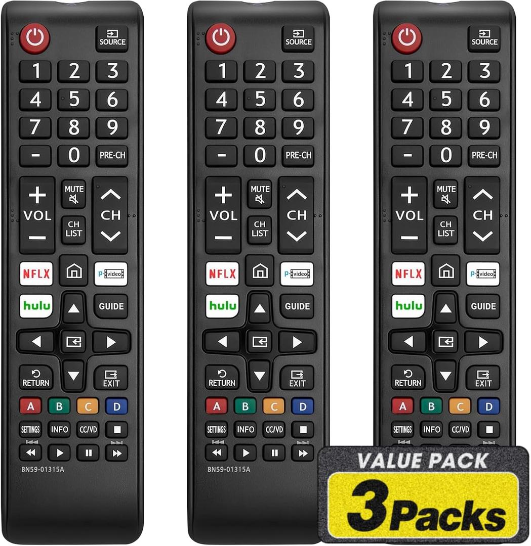 3 Pack Remote for All Samsung TV Remote, Replacement Compatible with All Samsung Smart TVs, LCD, LED, 3D, HDTV, Series TVs