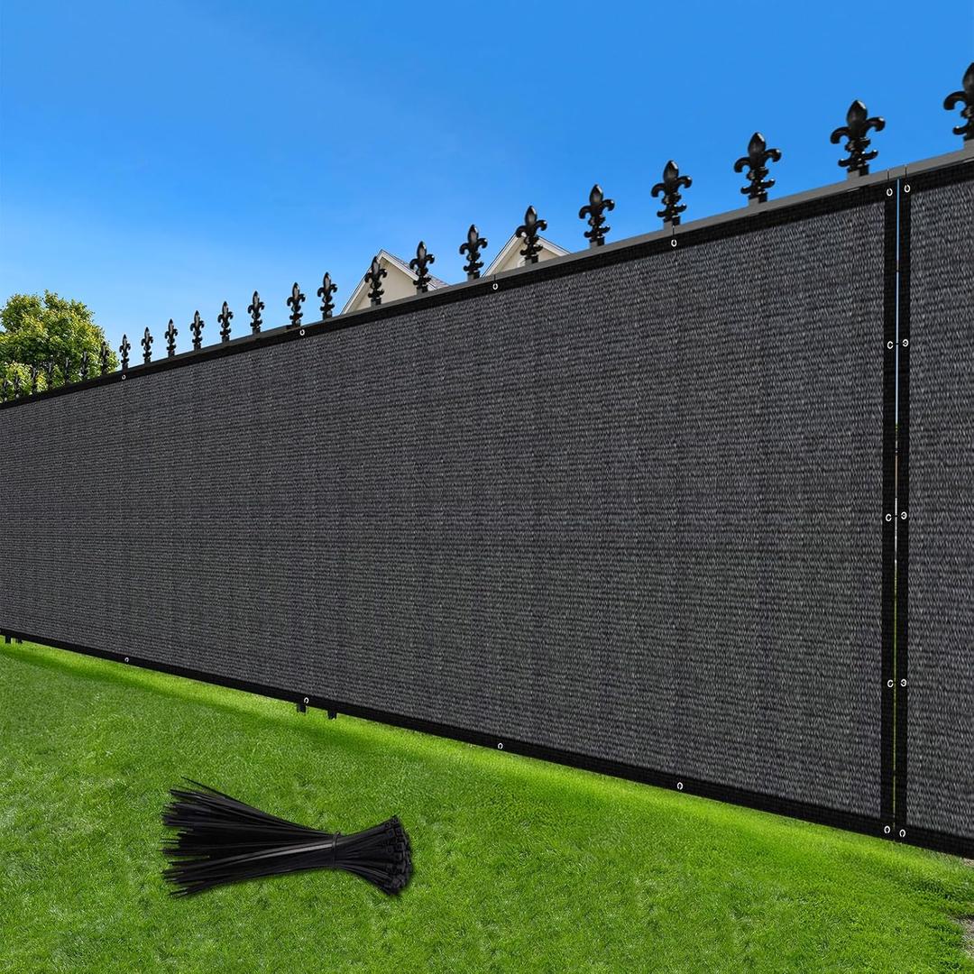 LOVE STORY 6'x 50' Fence Privacy Screen Panel Outdoor Mesh Fence Covers with Grommets for Patio Garden Wall Backyard, Dark Grey