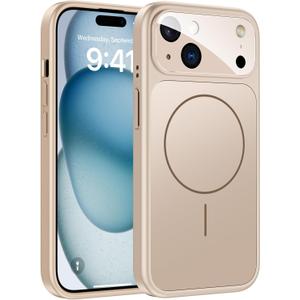 TOBOVON for iPhone 15 Case with Camera Lens Protector, Compatible with MagSafe, Slim Matte Magnetic Shockproof Phone Cover for iPhone 15, Gold