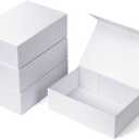 4 Pack 12x8x4 Inches Gift Boxes with Magnetic Closure Lids, White Magnetic Box for Wedding, Groomsmen Bridesmaid Proposal, Birthdays, Mother's Day