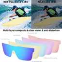 FEISEDY Polarized Sunglasses for Men, Oversized Square Flat Mirrored Z87 Lens, Fishing Driving Golf Outdoors Coastal B2990