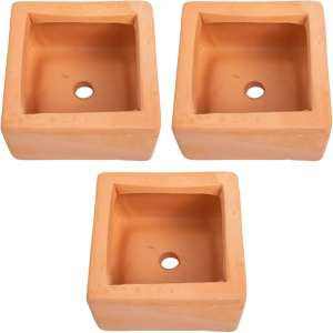 BESTOYARD 3 Pcs Small Square Terracotta Planters with Drainage Holes 3.54X1.96 Inch Clay Flower Pots for Indoor Outdoor Gardening and Succulent Plants