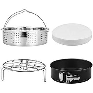 Steamer Basket, Egg Rack Holder, 7" Non-stick Springform Cake Pan, 50 Pcs Cake Paper for Instant Pot Accessories, Vegetable Food Steamer Rack. Fit Pot 5,6,8 qt Pressure