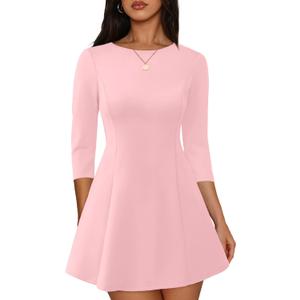 RUMIA Cocktail Dresses for Women A-Line Boat Neck Mini Dress (Medium)