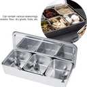 OUKENS Seasoning Container, 3Grid Stainless Steel Seasoning Rack Spice Pots Storage Container Condiment Jars Cruet with Cover and Spoon for Spice Salt Sugar