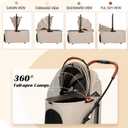 Pet Stroller for Small Dogs Cats Up to 45 lbs with Detachable Canopy, Portable Foldable Dog Stroller with Sunshade and Car Seat Travel, Suitable for All Seasons(Khaki 101K)