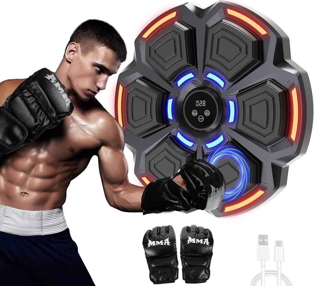 Music Boxing Punching Machine for Adults - 9 Modes & 9 Speeds, Bluetooth Music Punching Machine with Gloves, Electronic LED Boxing Training Equipment Wall Mounted,Home Indoor Workout Trainer Equipment
