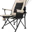REALEAD Heated Camping Chairs - Fully Padded - Heavy Duty Folding Chairs for Outside, Supports 400 lbs, Portable Outdoor Camp Chairs for Sport Events, Concert, Beach (Beige)