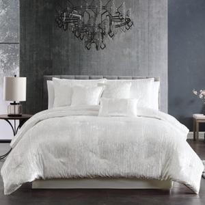 Riverbrook Home Turin Plush Comforter Set, King, White, 7-Piece Set