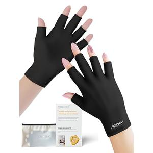 jozidea Petite Hands UV Gloves for Gel Manicures, UPF50+ UV Protection Gloves, Fingerless Design for Nails Protect (Black-Small Size)