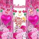 Valentine's Day Decorations Kit - 18 Latex Balloons, 2 Heart Foil Balloons, "Happy Valentine's Day" Banner, Fringe Curtain & Cake Topper for Romantic Valentines Day Party Decor, Anniversary, Wedding