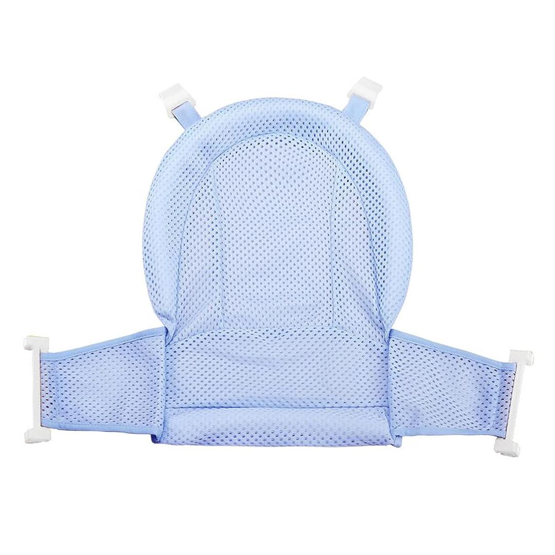 RUIXIA Universal Adjustable Baby Bath Tube Support Mesh Net Soft Breathable Infants Shower Pad 4-Points Anti-Slip Bathtub Seat with Sponge Cushion for Toddlers Age 0-36 Months, Blue, One Size