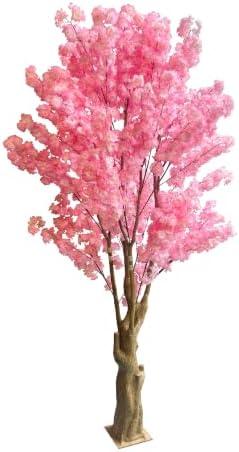 7FT Artificial Cherry Blossom Tree, Pink Faux Blossom Tree with Realistic Stump Trunk, Large Decorative Artificial Plant for Living Room, Office, Entryway, Wedding & Indoor Home Décor